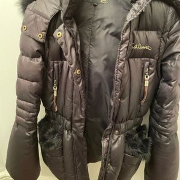 Cavalli down jacket with detachable hood and fox fur. - Picture 5 of 7